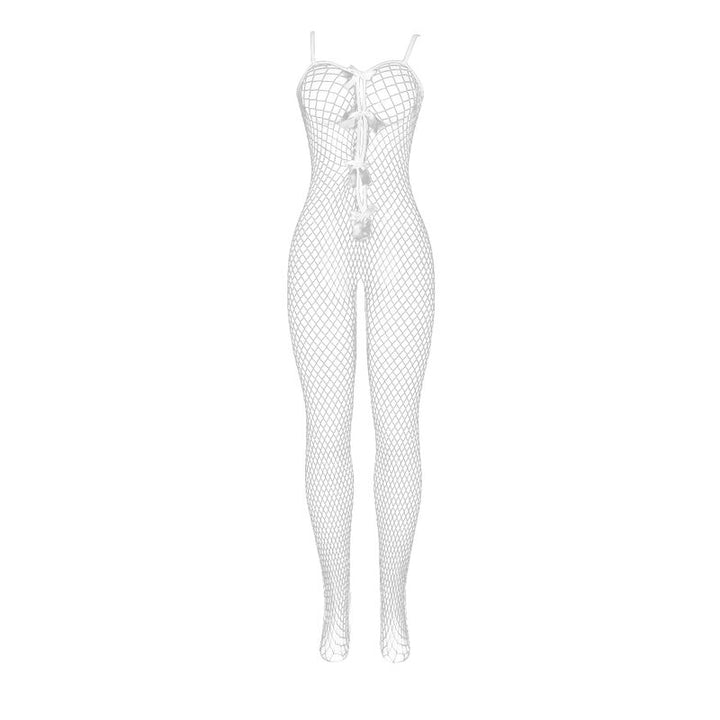 SUBBLIME - 951740 BODYSTOCKING BRANCO REDE DE ARRASTO SEM FUNDO COM LAOS TAMANHO ÚNICO