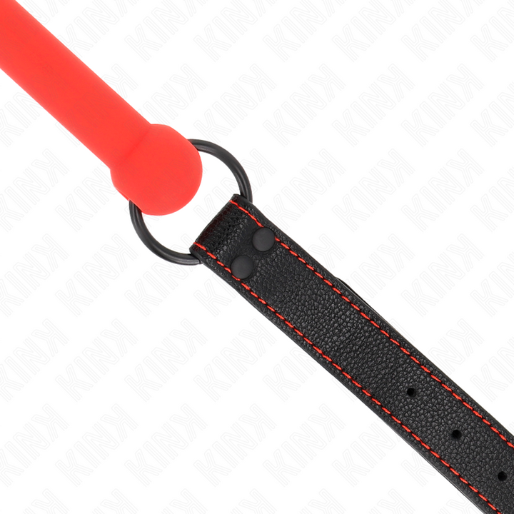 KINK - MORDAÇA DE OSSO COM ALÇA DE COURO VERMELHA AJUSTÁVEL 41-57 CM
