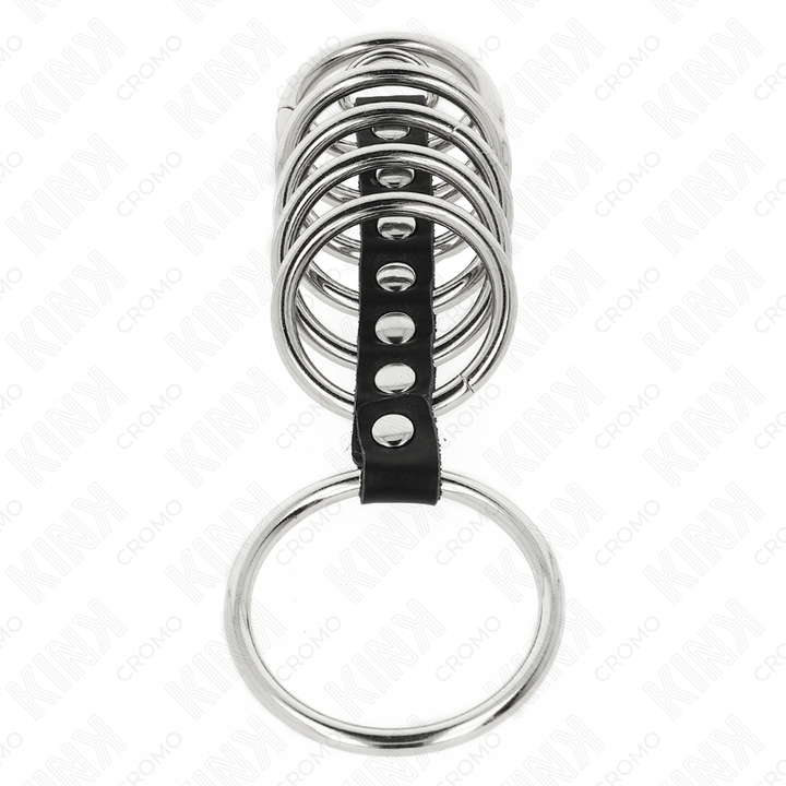 KINK - 7 ANÉIS DE METAL DE 3,2 CM A 5 CM CONECTADOS POR COURO