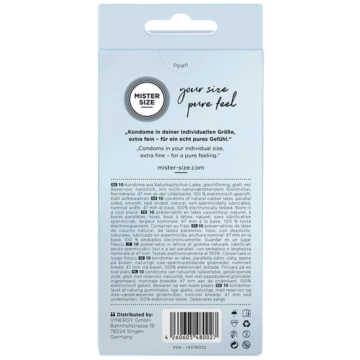 MISTER SIZE - PRESERVATIVOS TAMANHO XS 47 MM (10 UNIDADES)