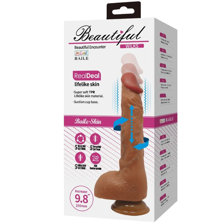 BAILE - BEAUTIFUL WILKS VIBRADOR REALÍSTICO 5 AJUSTES 25 CM MULATO