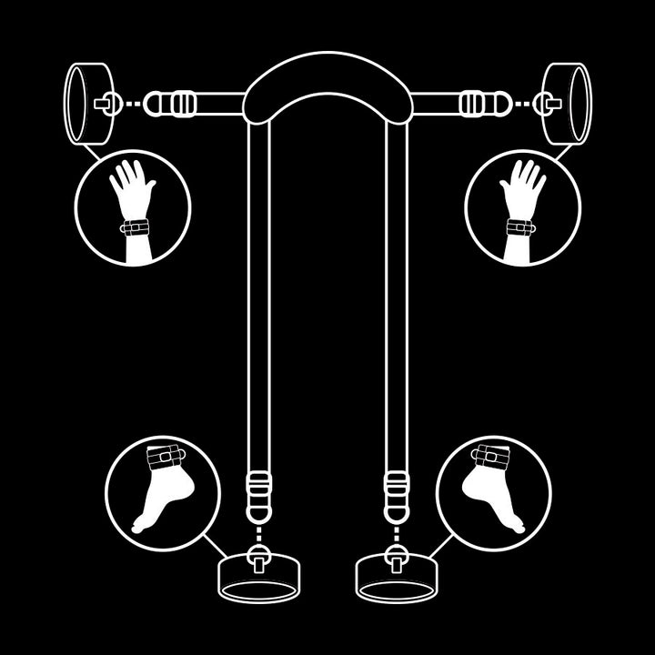 FETISH SUBMISSIVE - POSIÇÃO MESTRE COM 4 ALGEMAS REVESTIDAS COM NOPRENE