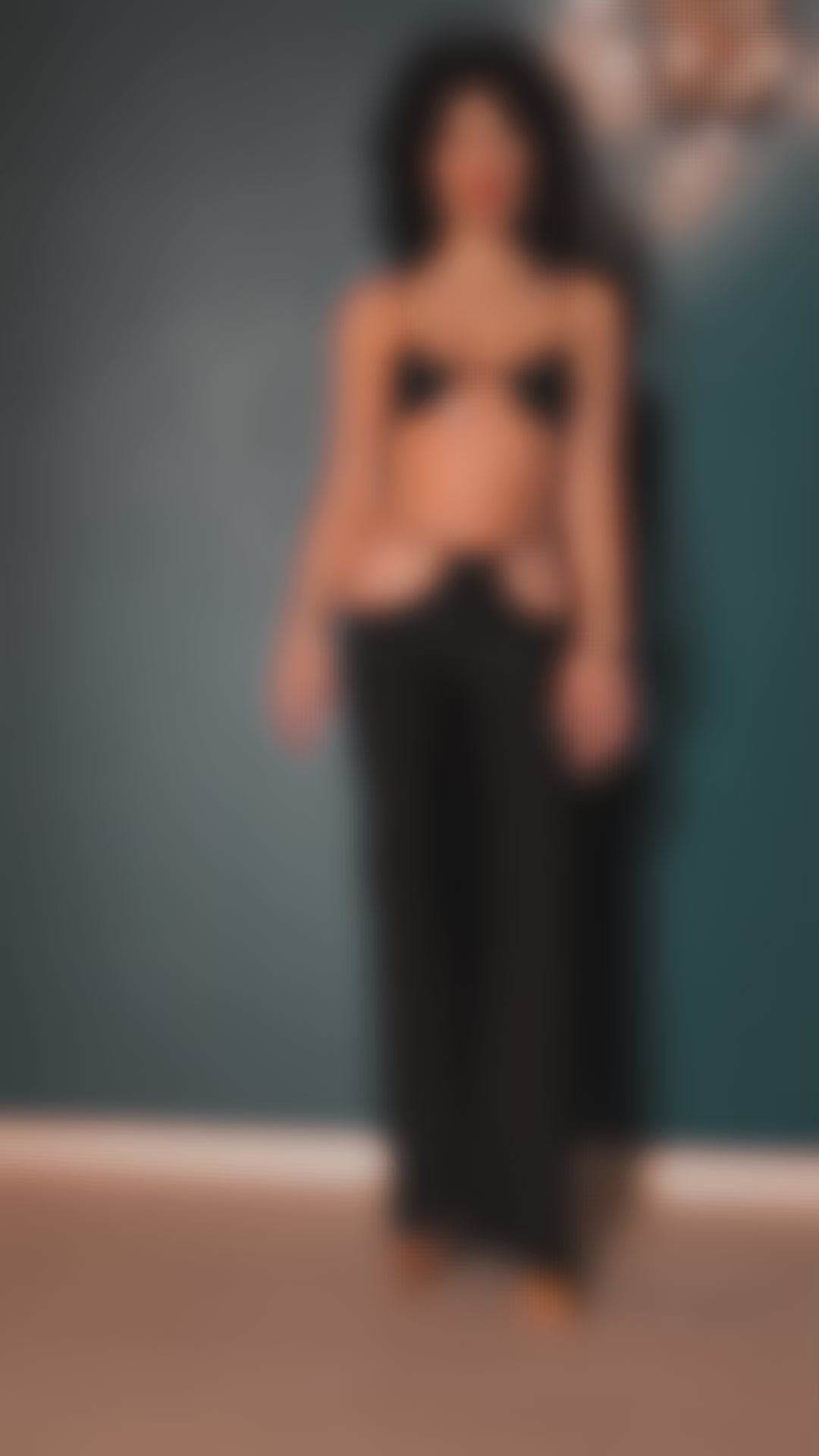 CHILIROSE - CR 4851 CONJUNTO DE TOP E LEGGING PRETO COM ACESSÓRIOS DOURADOS S